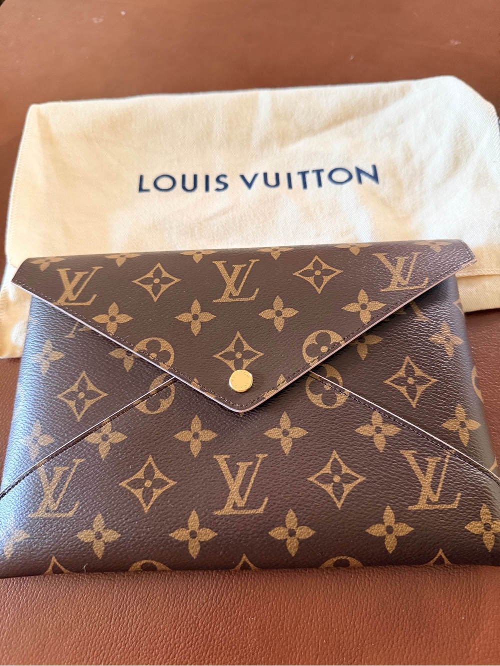 Louis Vuitton Monogram Envelope Clutch - Brown & Gold